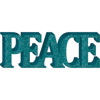 Glitter Teal Peace Block Letter Sign Front_Flat