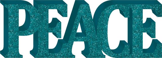 Lettres scintillantes bleues formant le mot Peace Front_Flat