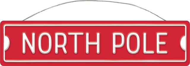 North Pole Metal Sign Christmas Decoration Front_Flat