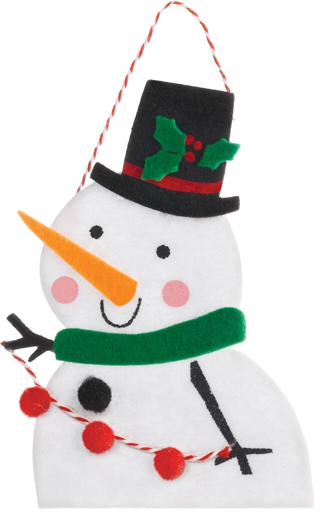 Felt Snowman Christmas Tree Ornament Front_Flat