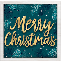 Teal Very Merry Christmas Block Sign Front_Flat