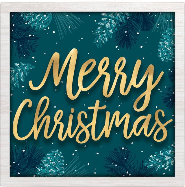 Teal Very Merry Christmas Block Sign Front_Flat