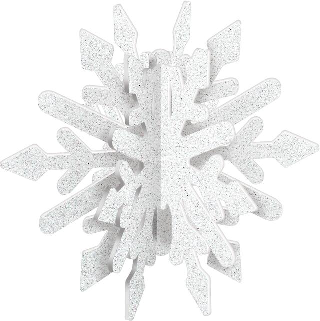 3D Iridescent Glitter Snowflake Decoration Front_Flat