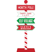 "North Pole" Directional Standing Sign Decoration, Red/Green, 28.5-in, for Christmas
