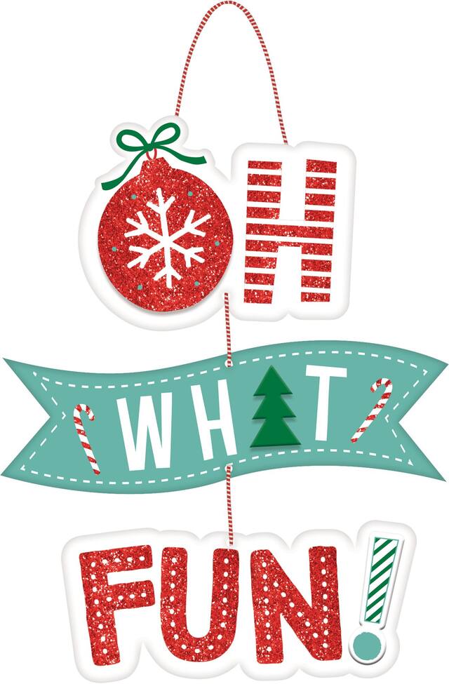 Affiche empilée scintillante indiquant Oh What Fun Front_Flat