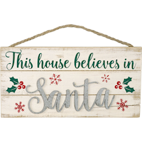 Affiche de porte «&nbsp;Believe in Santa Christmas&nbsp;», 11&nbsp;po x 5&nbsp;po Front_Flat