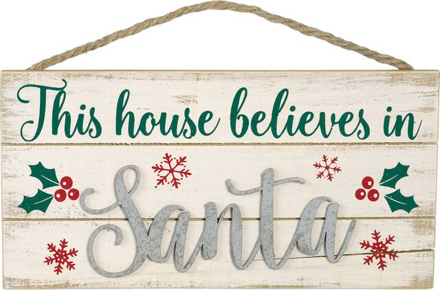 Affiche de porte «&nbsp;Believe in Santa Christmas&nbsp;», 11&nbsp;po x 5&nbsp;po Front_Flat