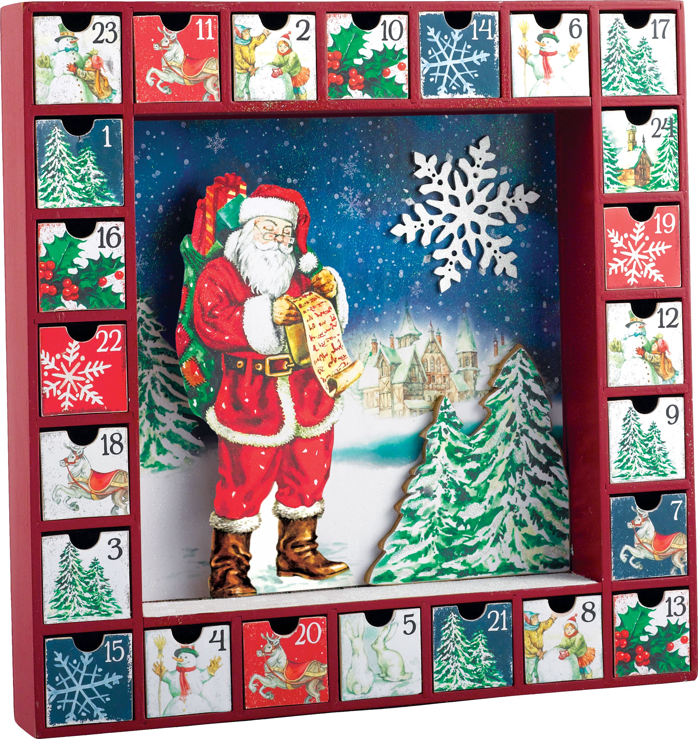 Santa Claus Fiberboard Advent Calendar Box Front_Angled_Right