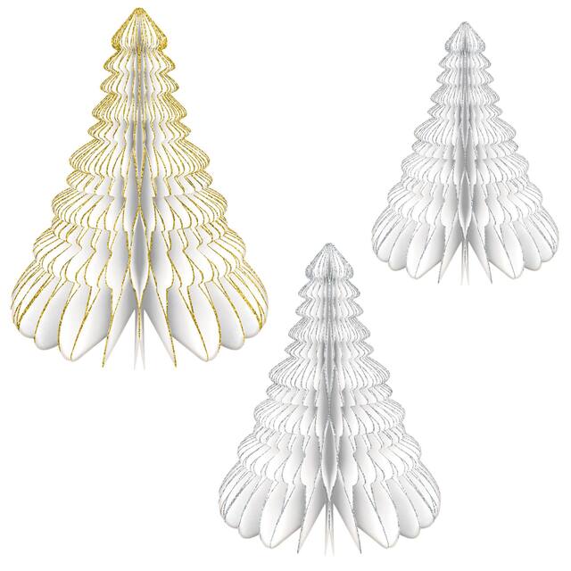 Centres de table style nid d'abeille scintillant, paq. 3 Front_Elevated