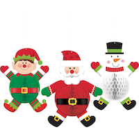 Décorations de Noël joviales en nid d'abeille, 3 pièces Front_Flat