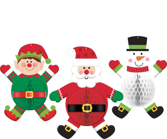 Jolly Christmas Honeycomb Balls, 3-pc Front_Flat