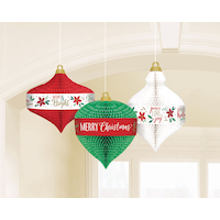 Christmas Ornaments Honeycomb Hanging Decorations, 3-pk Front_Flat