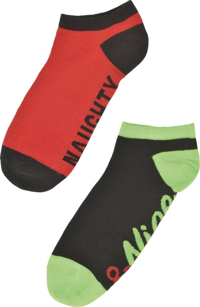 Adult Mismatched Naughty & Nice No-Show Socks, 2-pc Side_Left
