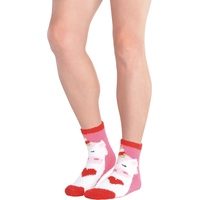 Adult Fuzzy Unicorn Christmas Crew Socks Front_Angled_Left