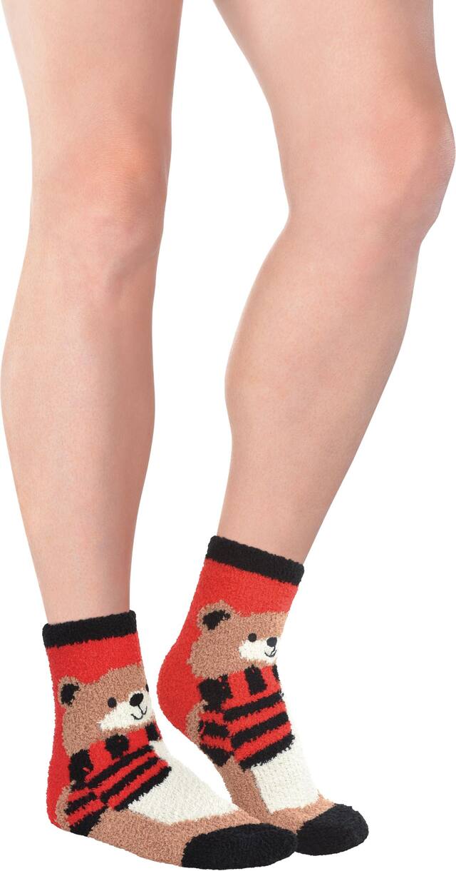 Chaussettes de Noël&nbsp;Fuzzy Bear, adulte, taille unique Front_Angled_Right