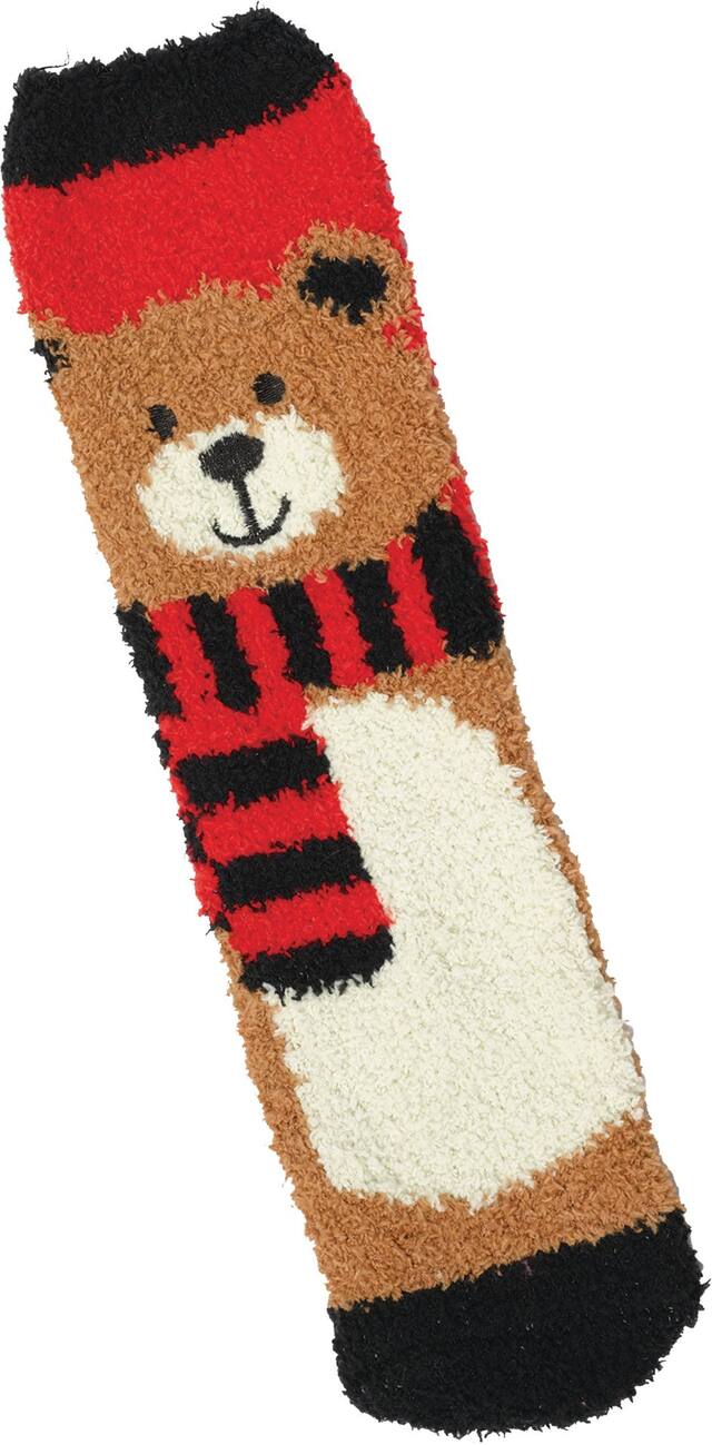 Adult Bear  Plaid Fuzzy Socks, 2-pk Front_Flat