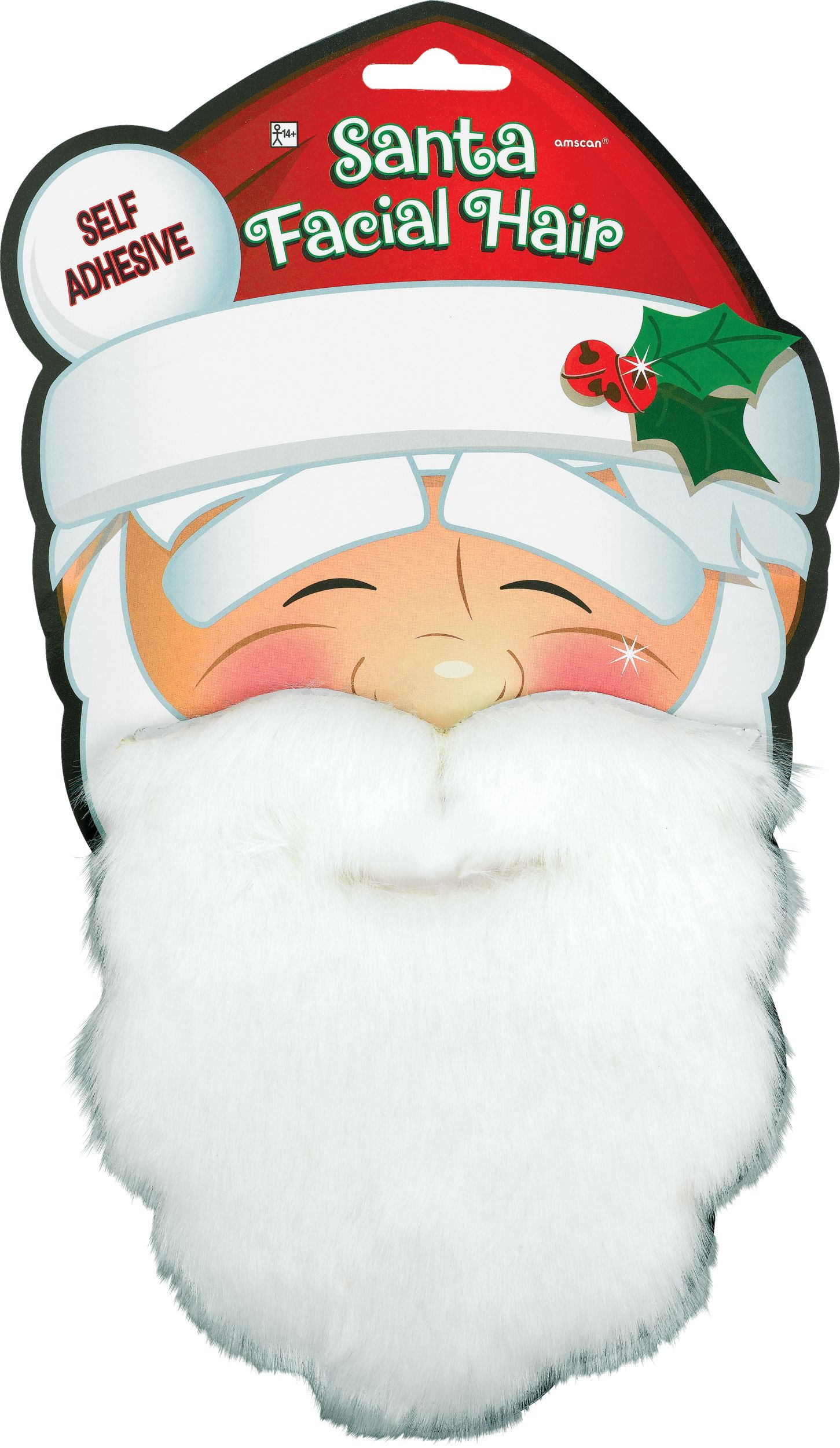 Adult Santa Claus Facial Hair Beard, White, One Size, for Christmas Front_Flat
