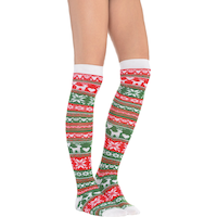 Chaussettes de Noël en jacquard montant au-dessus des genoux Front_Angled_Right