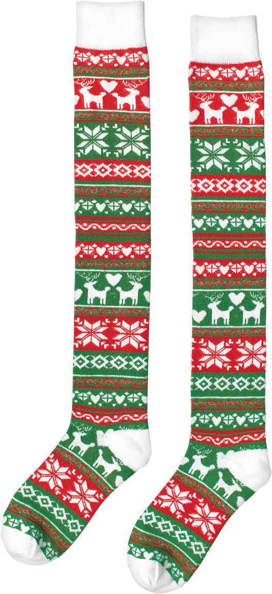Fair Isle Christmas Over-the-Knee Socks Side_Left
