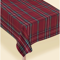 Metallic Red Plaid Fabric Tablecloth, 60 x 104-in CloseUp
