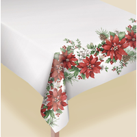 Glorious Poinsettia Fabric Table Cover Front_Elevated