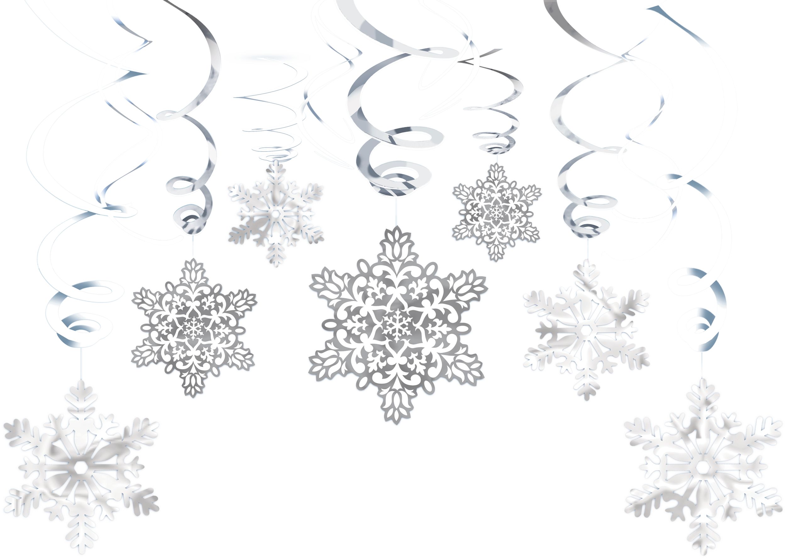 Snowflake Hanging Swirl Decorations, 30-pk Front_Flat