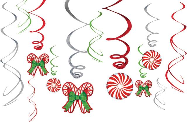 Candy Cane Hanging Swirl Decorations, 12-pc Front_Elevated