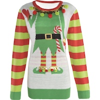 Adult Jolly Elf Ugly Christmas Sweater Front_Flat