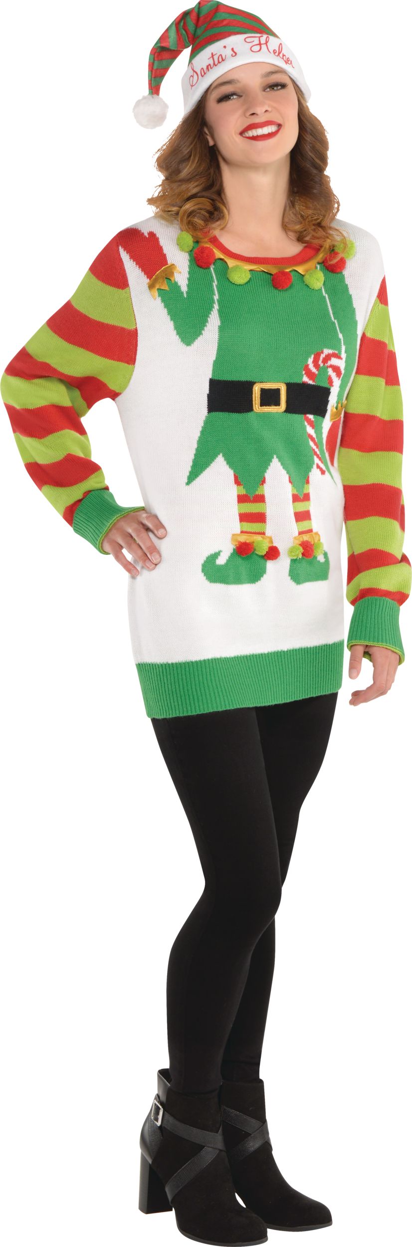 Adult Jolly Elf Ugly Christmas Sweater Party City