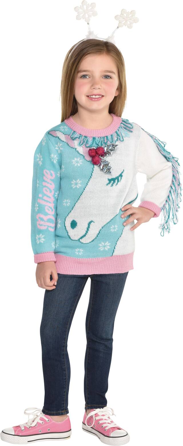 Child Unicorn Ugly Christmas Sweater Front_Flat