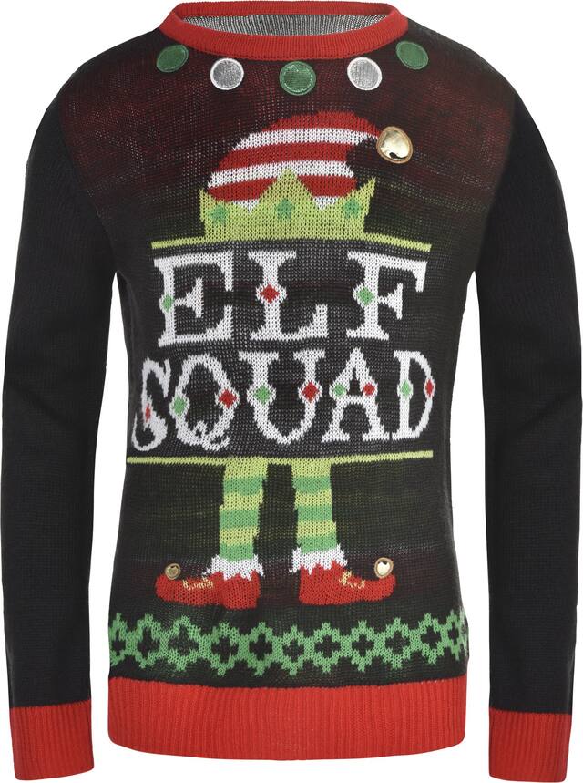 Kids' Elf Squad Ugly Christmas Sweater Front_Flat