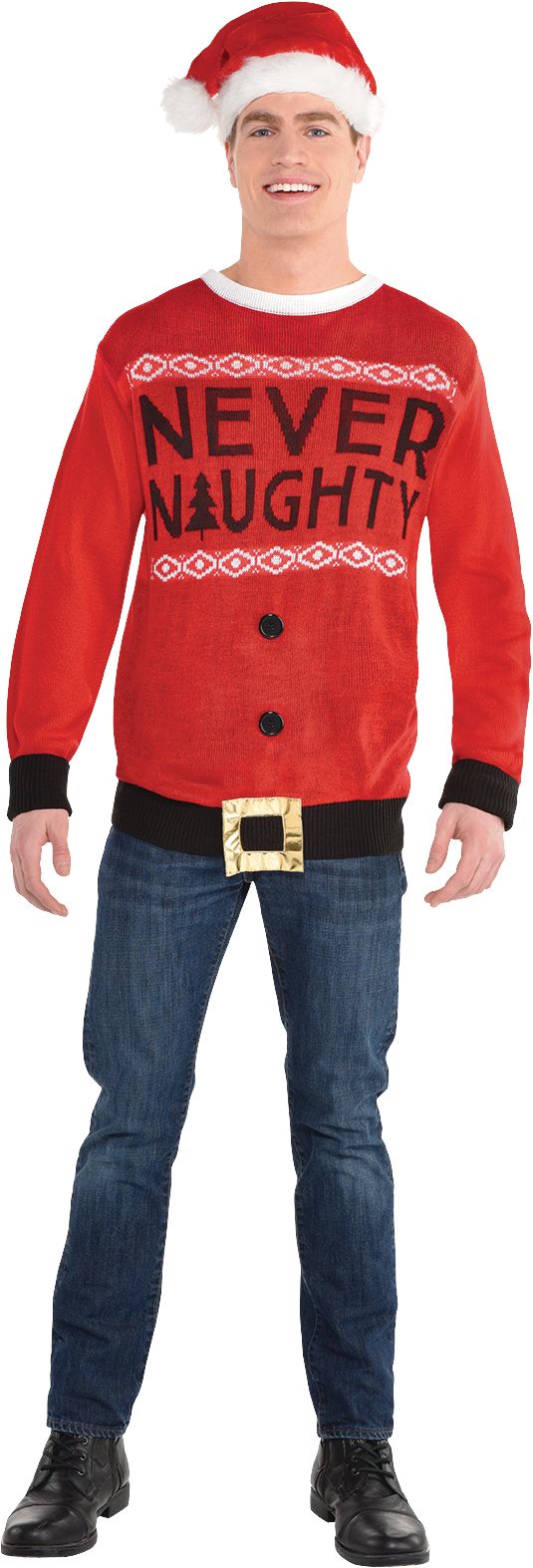 Adult Never-Naughty Ugly Christmas Sweater Party City