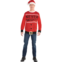 Adult Never-Naughty Ugly Christmas Sweater Front_Flat