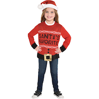 Affreux chandail de Noël Santa's Favourite pour enfants Front_Flat