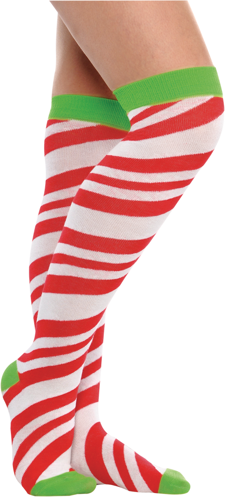Candy Cane Striped Over-the-Knee Socks | Party City