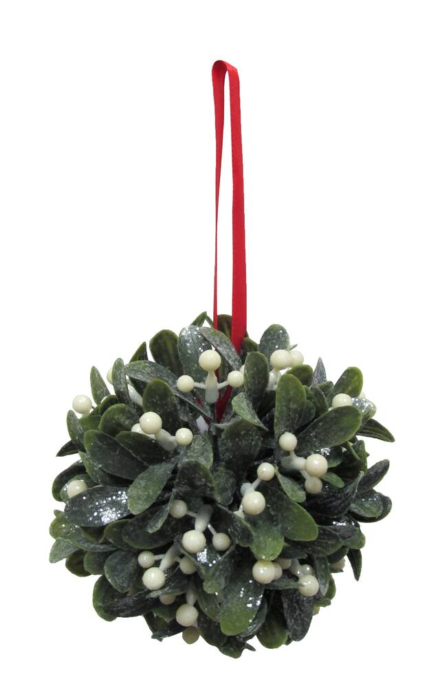Hanging Glitter Mistletoe Ball Front_Flat