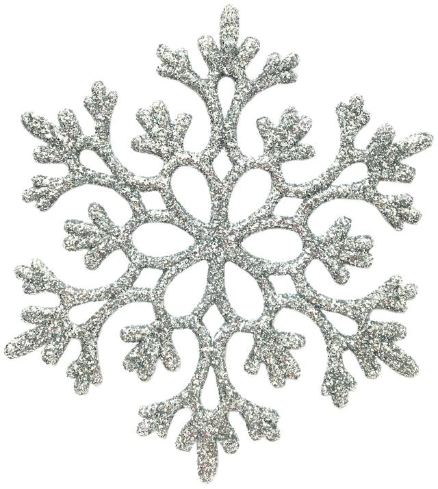 Flocons de neige argentés scintillants, paq. 12 Front_Flat