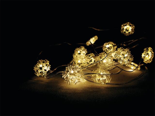 Copper Wire Snowflake LED String Lights CloseUp