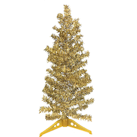 Mini Gold Tinsel Christmas Tree Front_Flat