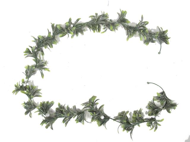 Green White Mistletoe Garland Front_Flat