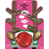 Sequin Rudolph Reindeer Car Decorating Kit, 3-pc Front_Flat