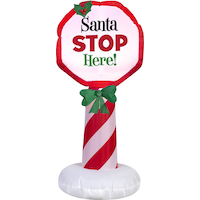 Décoration gonflable lumineuse Santa Stop Here Front_Flat