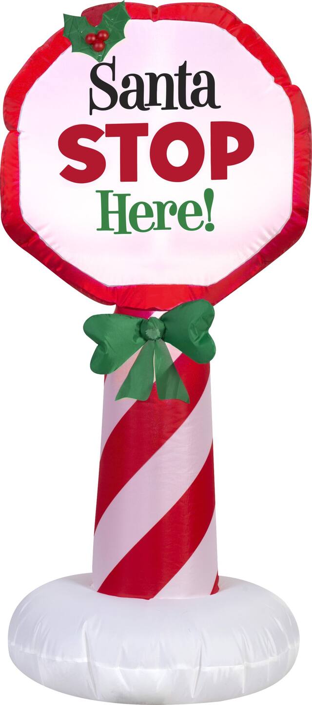 Décoration gonflable lumineuse Santa Stop Here Front_Flat