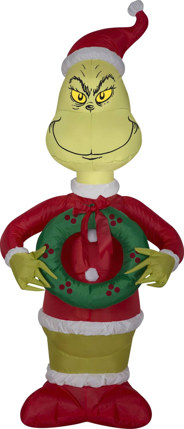 Inflatable Grinch with Wreath Front_Flat