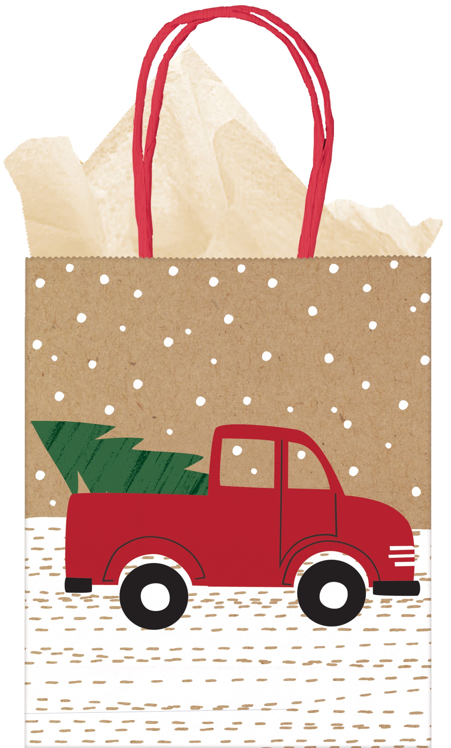 Kraft Christmas Gift Bags, 3-pk Front_Flat