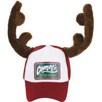 Christmas Trucker Hat with Antlers Front_Elevated