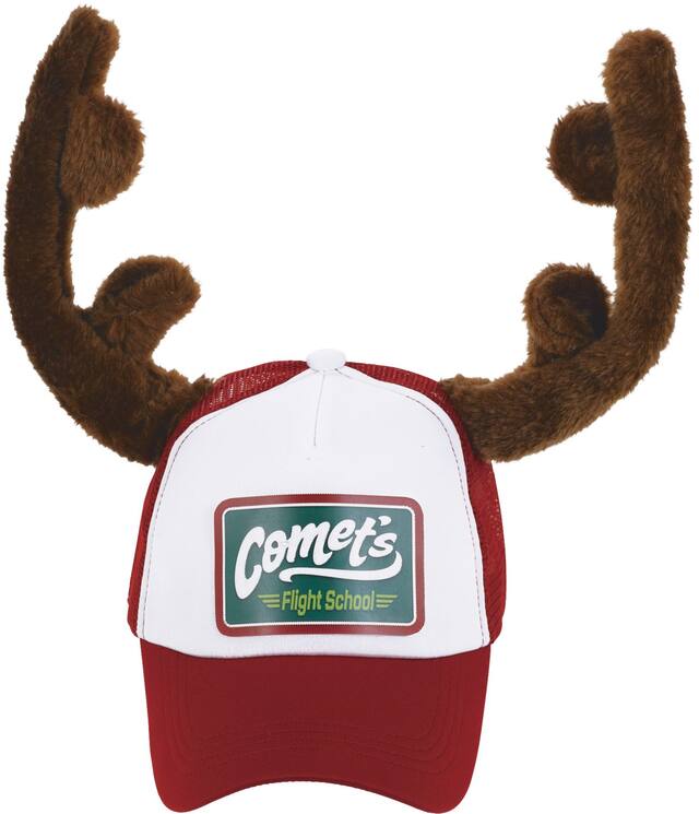 Christmas Trucker Hat with Antlers Front_Elevated