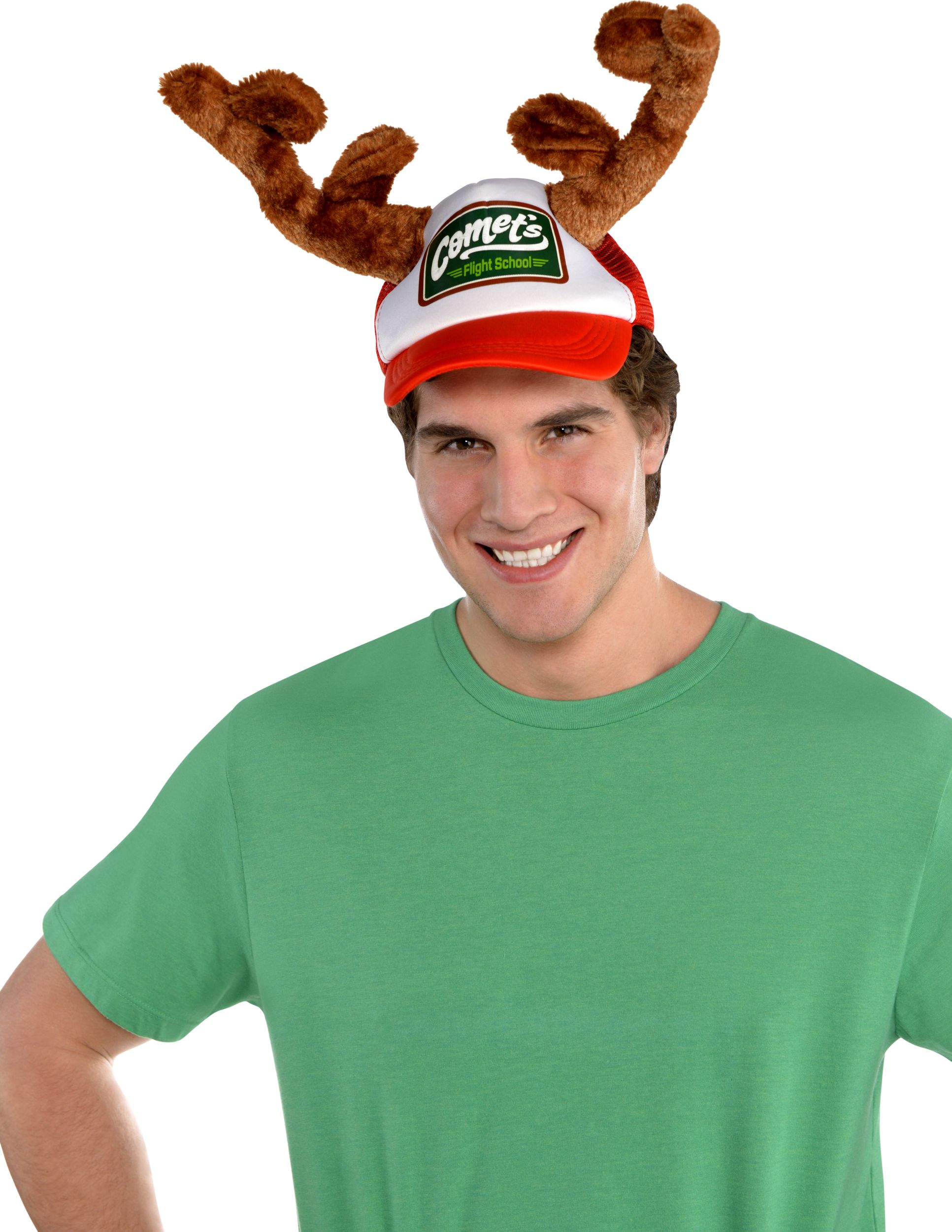 Christmas Trucker Hat with Antlers Front_Flat