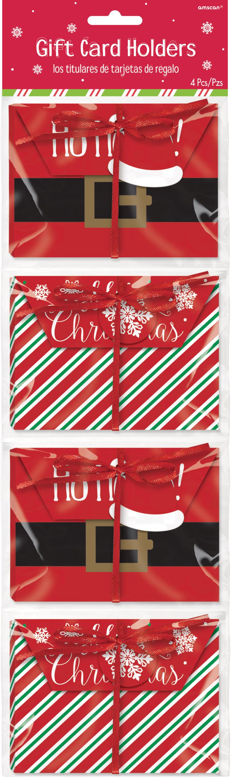 Merry Christmas Gift Card Holder Boxes, 4-pc Front_Flat