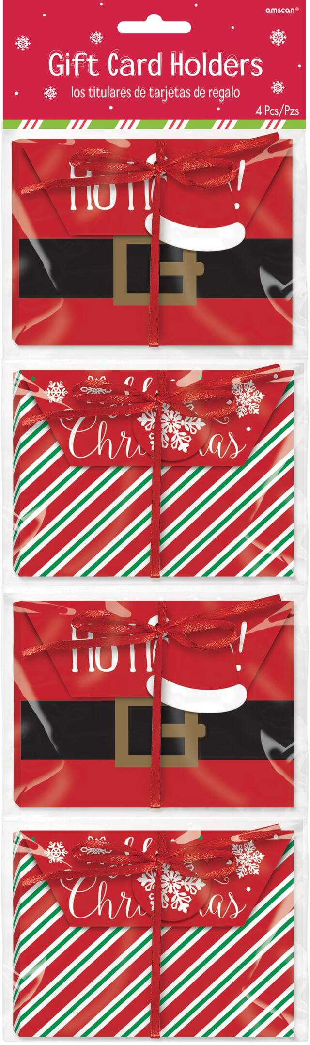 Merry Christmas Gift Card Holder Boxes, 4-pc Front_Flat